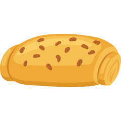 Golden Brown Croissant Pastry with Raisins Isolated on Transparent Background Detailed Vector Illustration