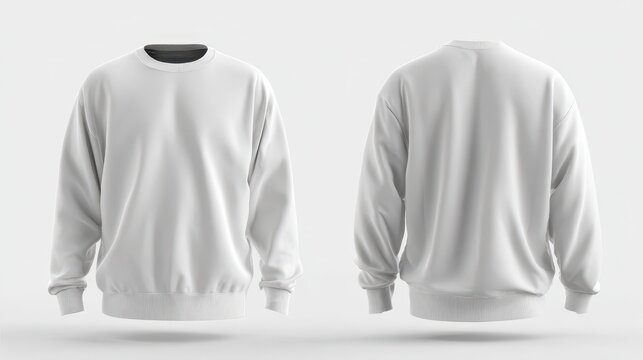 Blank white sweatshirt template, two-sided display on an invisible mannequin for design proofs