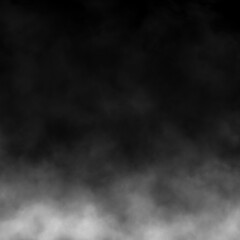 White rising smoke and ethereal fog on a dark black background, creating a mysterious and atmospheric abstract texture for design overlays and dramatic effects