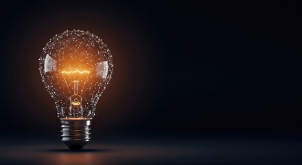 Glowing futuristic lightbulb illuminating a complex digital network, representing a new technical breakthrough and creative solution ,science ,electricity ,clever