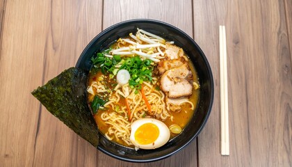 Ramen Is Ramens In A Bowl With Meat And Vegetables Or Seafood With Copy Space