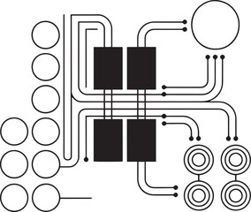 Abstract circuit connection diagram — minimal industrial network vector design, connection, network, technology