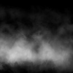 Abstract Smoky Fog Effect on Black Background, Ethereal Vapor Texture Overlay for Dramatic Atmosphere, Spooky Mysterious Cloudy Design Element