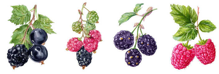 Berry Bouquet: An eye-level shot of a colorful berry bouquet, each cluster offering its own unique allure, perfect for a culinary theme.