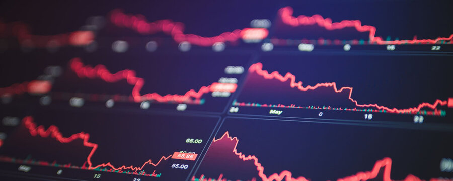 Stock market data showing financial losses and economic downturn