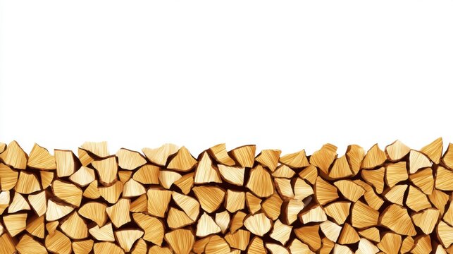 Firewood Stack: A neat stack of freshly cut firewood presents a natural texture and visual warmth, ready for a cozy fireplace.