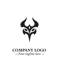 Head of Vampire Logo Symbol in Black on the White Background with Gothic Horror Vector Design