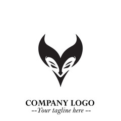 Head of Vampire Logo Symbol in Black on the White Background with Gothic Horror Vector Design