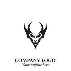 Head of Vampire Logo Symbol in Black on the White Background with Gothic Horror Vector Design