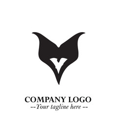 Head of Vampire Logo Symbol in Black on the White Background with Gothic Horror Vector Design
