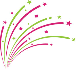 Abstract Green and Pink Fireworks Vector Explosion with Transparent Background