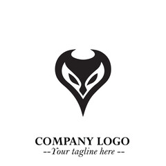 Head of Vampire Logo Symbol in Black on the White Background with Gothic Horror Vector Design