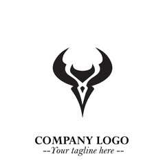 Head of Vampire Logo Symbol in Black on the White Background with Gothic Horror Vector Design