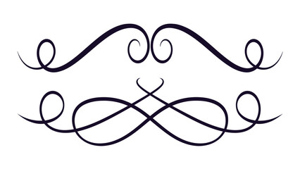 Set of Elegant Calligraphic Flourish Dividers Vector on Transparent Background