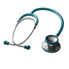 3d medical stethoscope with teal tubing isolated on transparent background