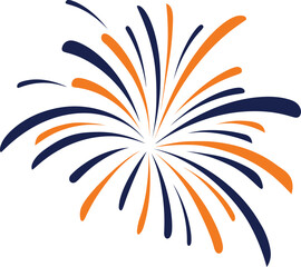 Abstract Blue and Orange Firework Burst Vector Explosion on Transparent Background