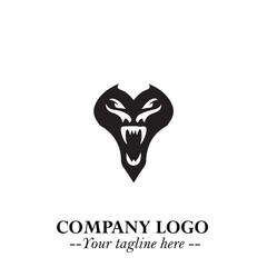 Head of Vampire Logo Symbol in Black on the White Background with Gothic Horror Vector Design