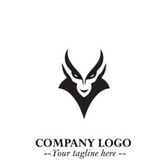 Head of Vampire Logo Symbol in Black on the White Background with Gothic Horror Vector Design