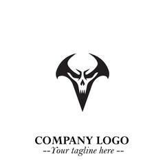Head of Vampire Logo Symbol in Black on the White Background with Gothic Horror Vector Design