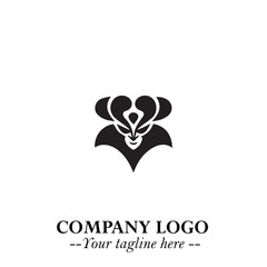 Head of Vampire Logo Symbol in Black on the White Background with Gothic Horror Vector Design