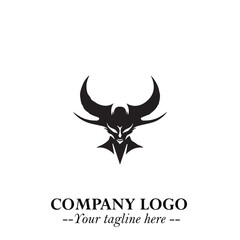 Head of Vampire Logo Symbol in Black on the White Background with Gothic Horror Vector Design