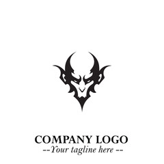Head of Vampire Logo Symbol in Black on the White Background with Gothic Horror Vector Design