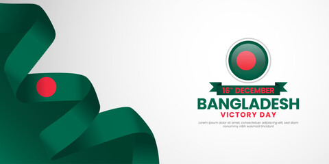 Bangladesh victory day banner background 16th december design element with waving ribbon flag