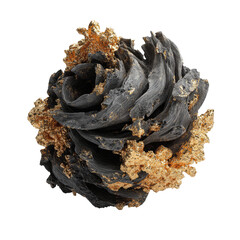 Abstract organic form, wood-like, gold accents