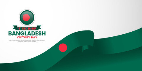 Bangladesh victory day banner background 16th december design element with waving ribbon flag