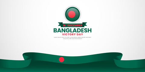 Bangladesh victory day banner background 16th december design element with waving ribbon flag