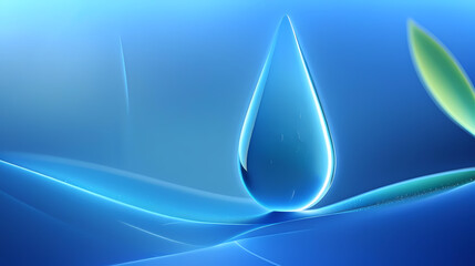Stunning blue water drop reflecting purity and freshness, a symbol of hydration and clean energy for wellness and environmental projects