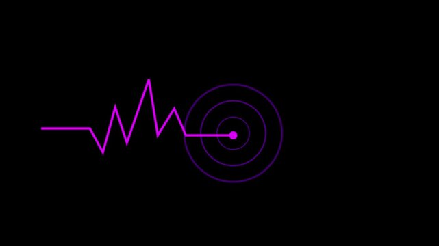 Radio waves, Earthquake. Richter earthquake magnitude scale. Black background.