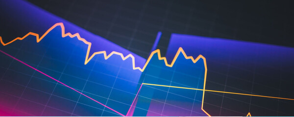 Financial chart showing market trends and fluctuations with a colorful, modern design