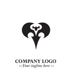 Head of Vampire Logo Symbol in Black on the White Background with Gothic Horror Vector Design