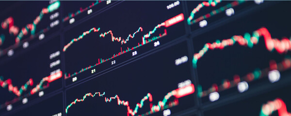 Financial market data charts showing trading and investment trends