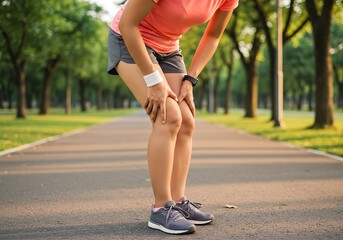 Runner Experiences Knee Pain While Exercising Outdoors on a Sunny Day
