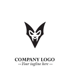 Head of Vampire Logo Symbol in Black on the White Background with Gothic Horror Vector Design