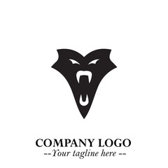 Obraz premium Head of Vampire Logo Symbol in Black on the White Background with Gothic Horror Vector Design