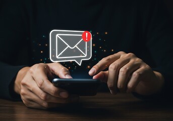 New Unread Email Notification Alert on Mobile Device Communication Concept
