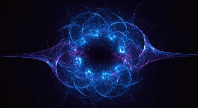 Abstract field of swirling deep blue and violet light representing the subconscious space, memory, and complex neural processing activities ,flow ,Mental ,ambient