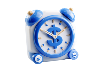 Time is money concept with 3d alarm clock featuring dollar sign on its face