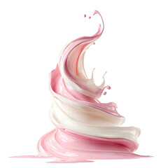 Swirled pink & white liquid splash atop a black background