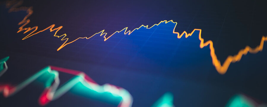 Financial market graph showing upward and downward trends, business and finance concept