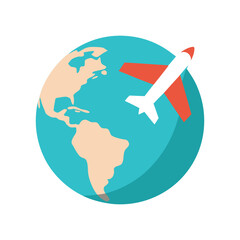 airplane flying around the world