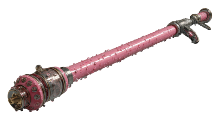 Pink industrial tube with metal details, sci-fi feel
