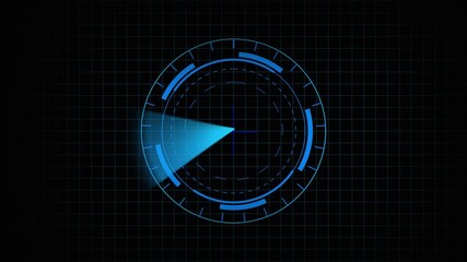 Futuristic Blue Radar Display with Grid Background and Scanning Beam technology science. Animated futuristic radar display highlights blue grid and scan beam creating striking technology science. - Powered by Adobe