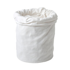 White cloth bag/sack; gathered opening, soft light