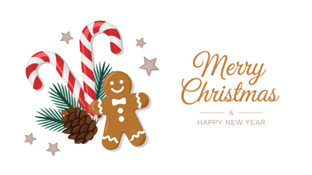 Charming gingerbread man celebrates with candy canes for a Merry Christmas season