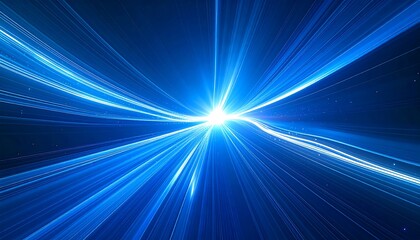 Bright blue light trails converging to a central glowing point