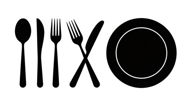 Elegant table setting with plate, spoon, knife, and forks for fine dining